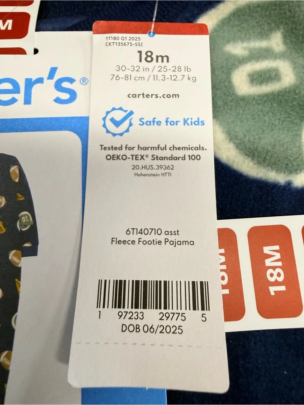 Carter's Navy Fleece Footed Pajama with Sports Print